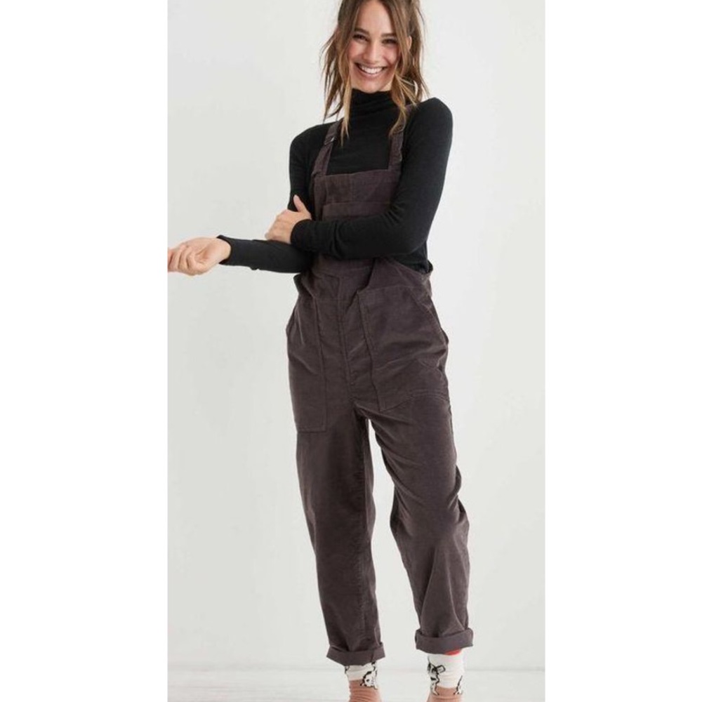 Aerie Gray Velvet Overalls